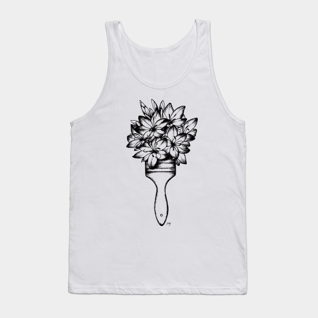 Floral Paint Brush Tank Top by Akbaly